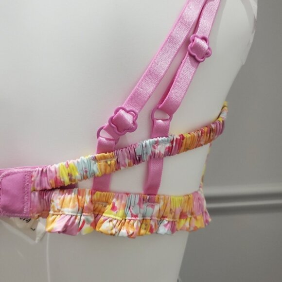 FOR LOVE AND LEMONS- Punch Satin Ruffled Cutout Bow Bralette-NWT - Picture 12 of 15